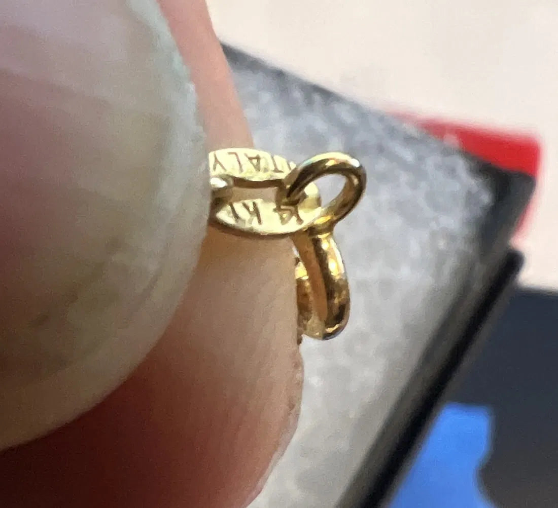 Italian , Ruby & Enamel Egg Pendent with 14K Chain .53 oz