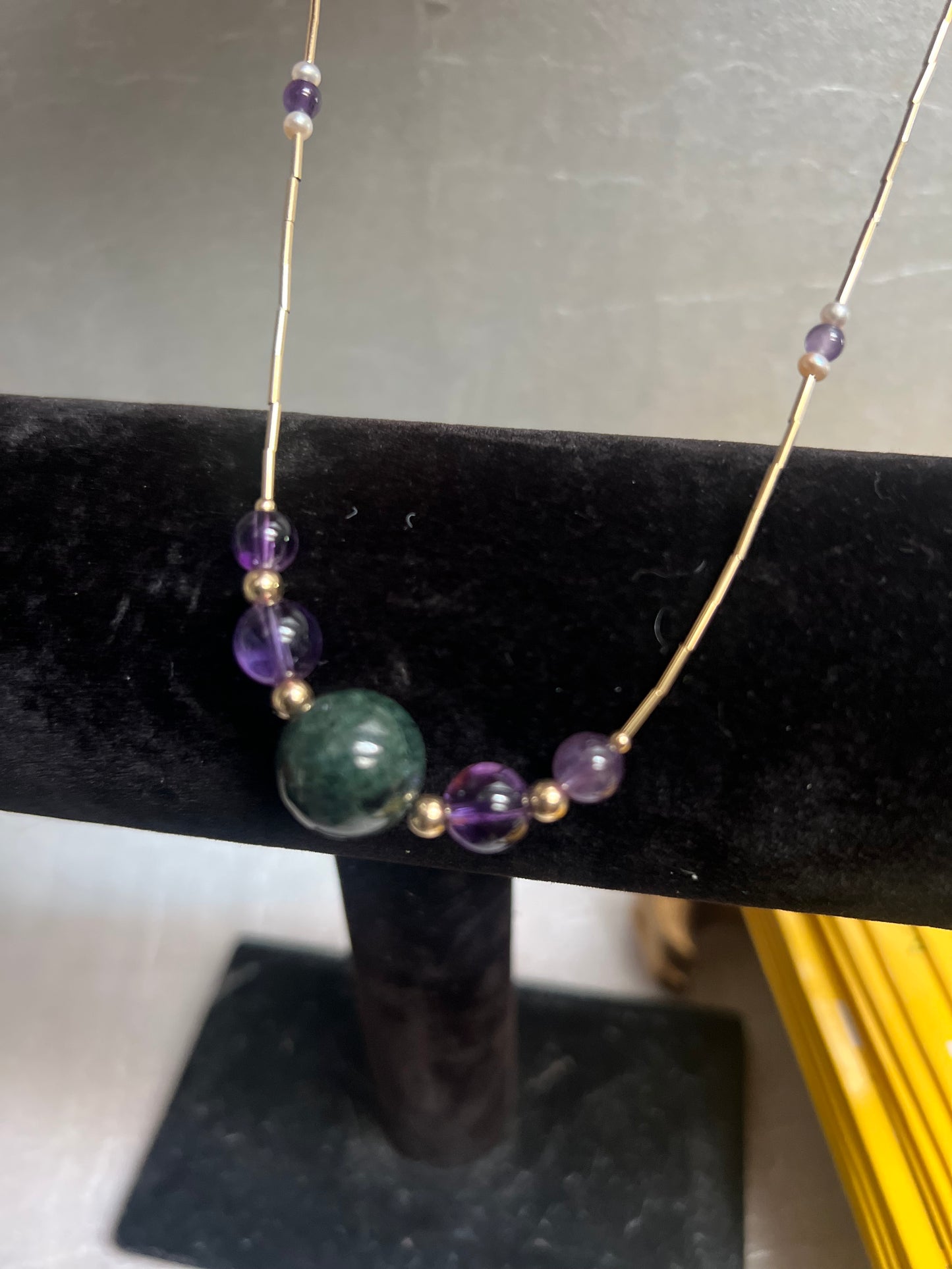 Genuine Guatemalan Jadeite Necklace with Amathyst by Jade Maya