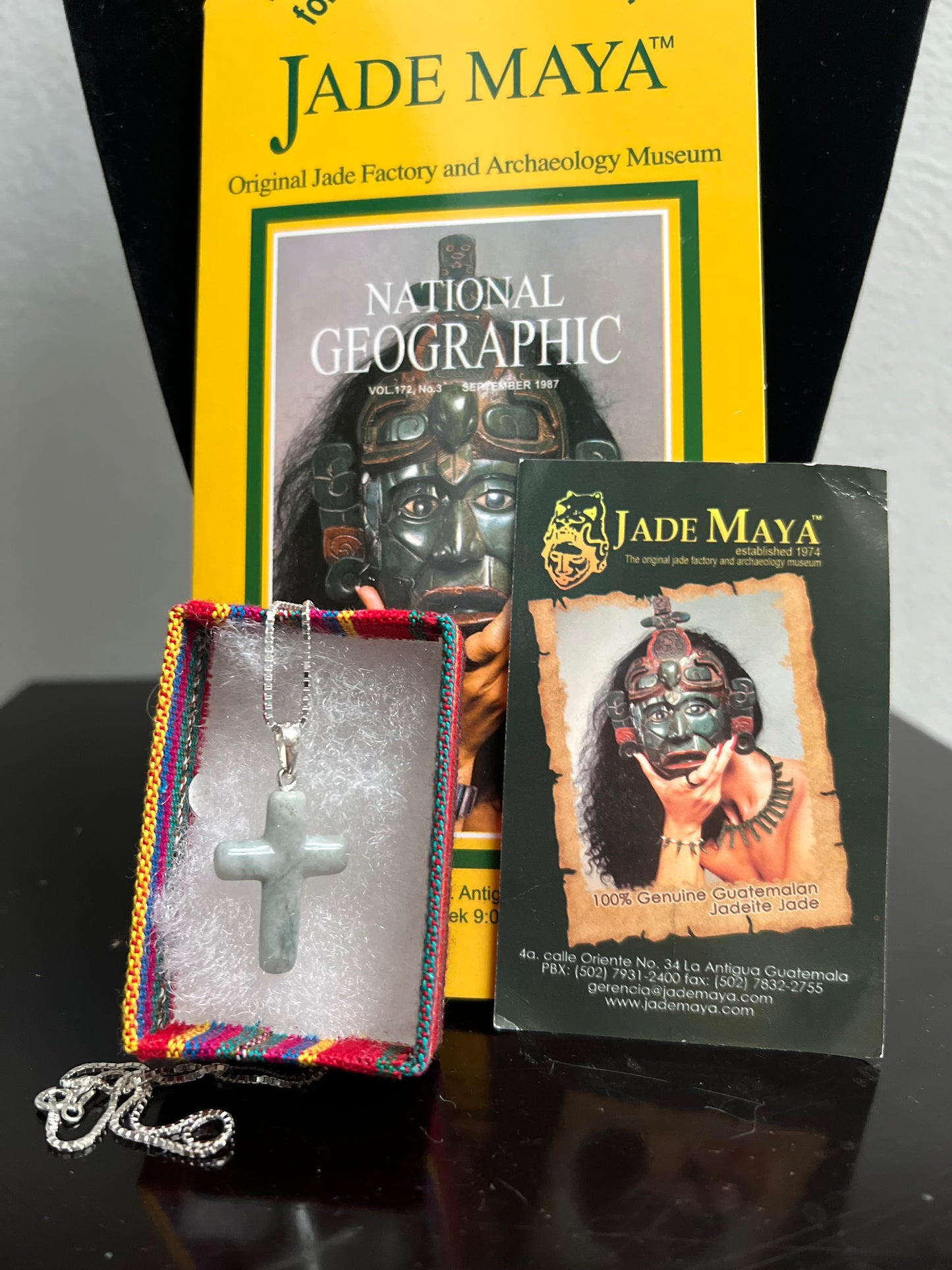 Certified Jade Cross w Sterling Silver Chain From Jade Maya