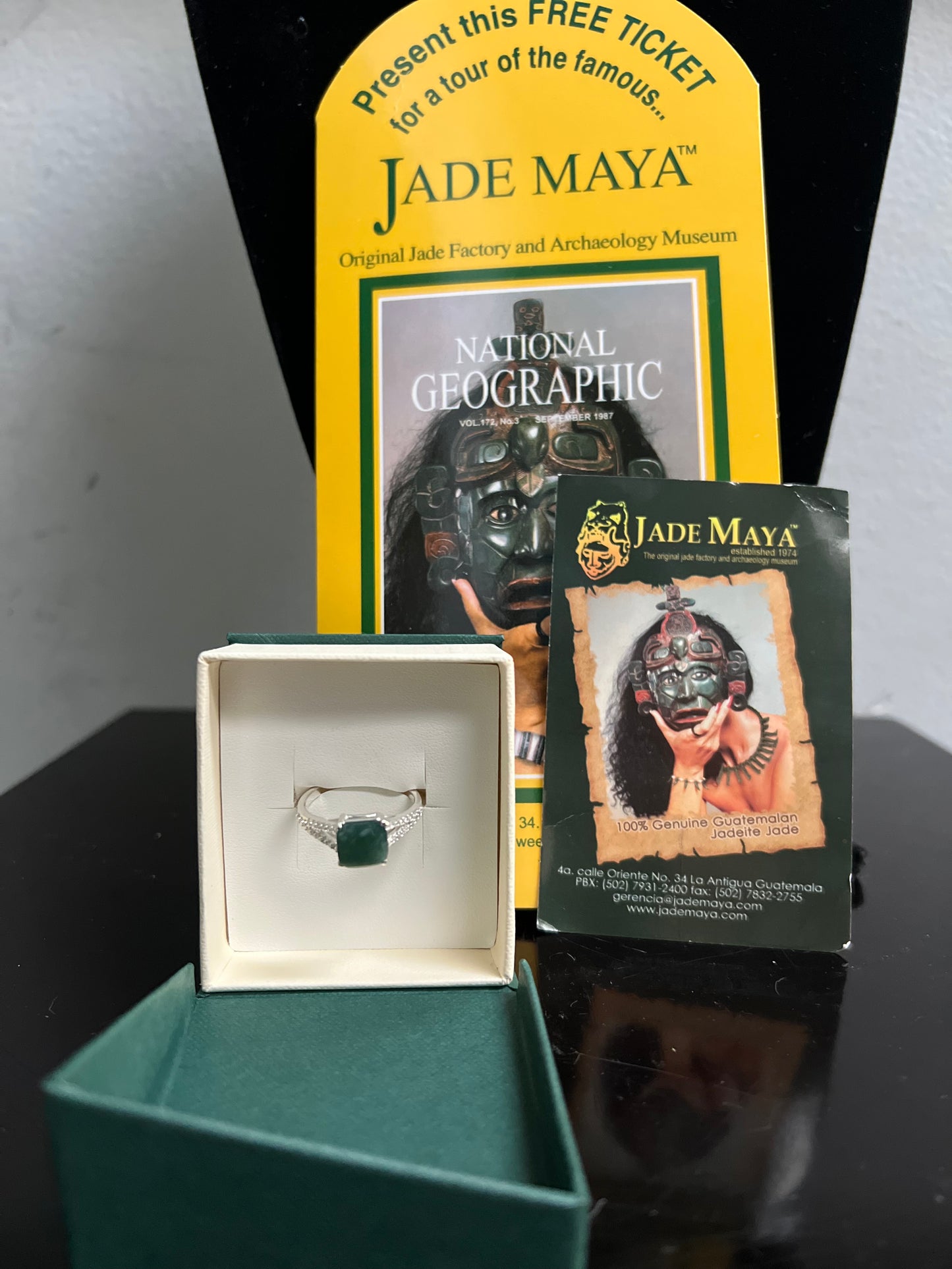 Guatemalan jadeite ring set in a sterling silver, from the company Jade Maya.