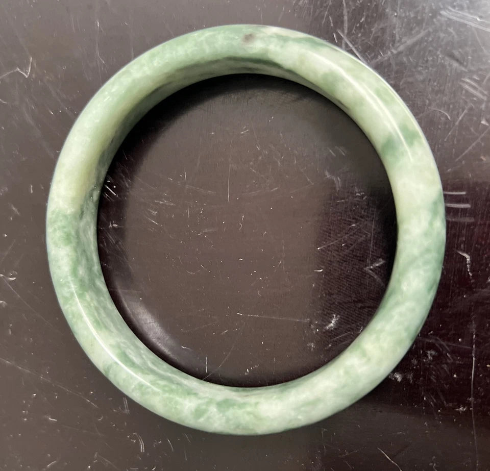 Antigua Guatemala Jadeite Jade Bangle Bracelet Mix of Deeper Vibrant Green Hues