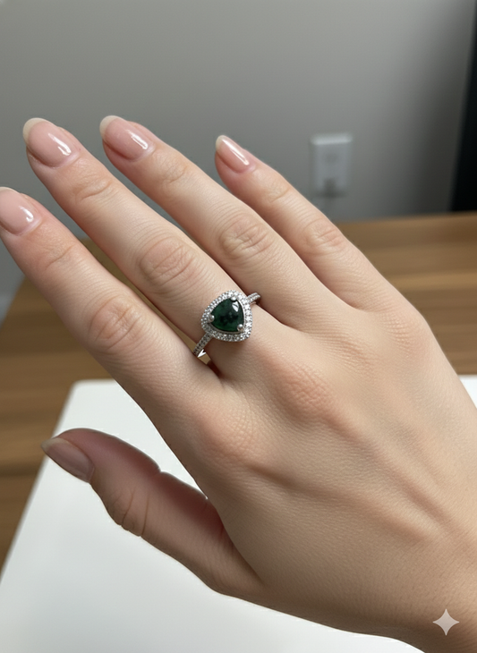 Guatemalan jadeite ring set in a  sterling silver, from the company Jade Maya.