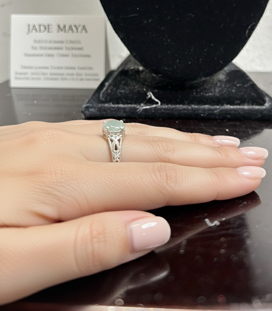 Guatemalan jadeite ring set in a  sterling silver, from the company Jade Maya.