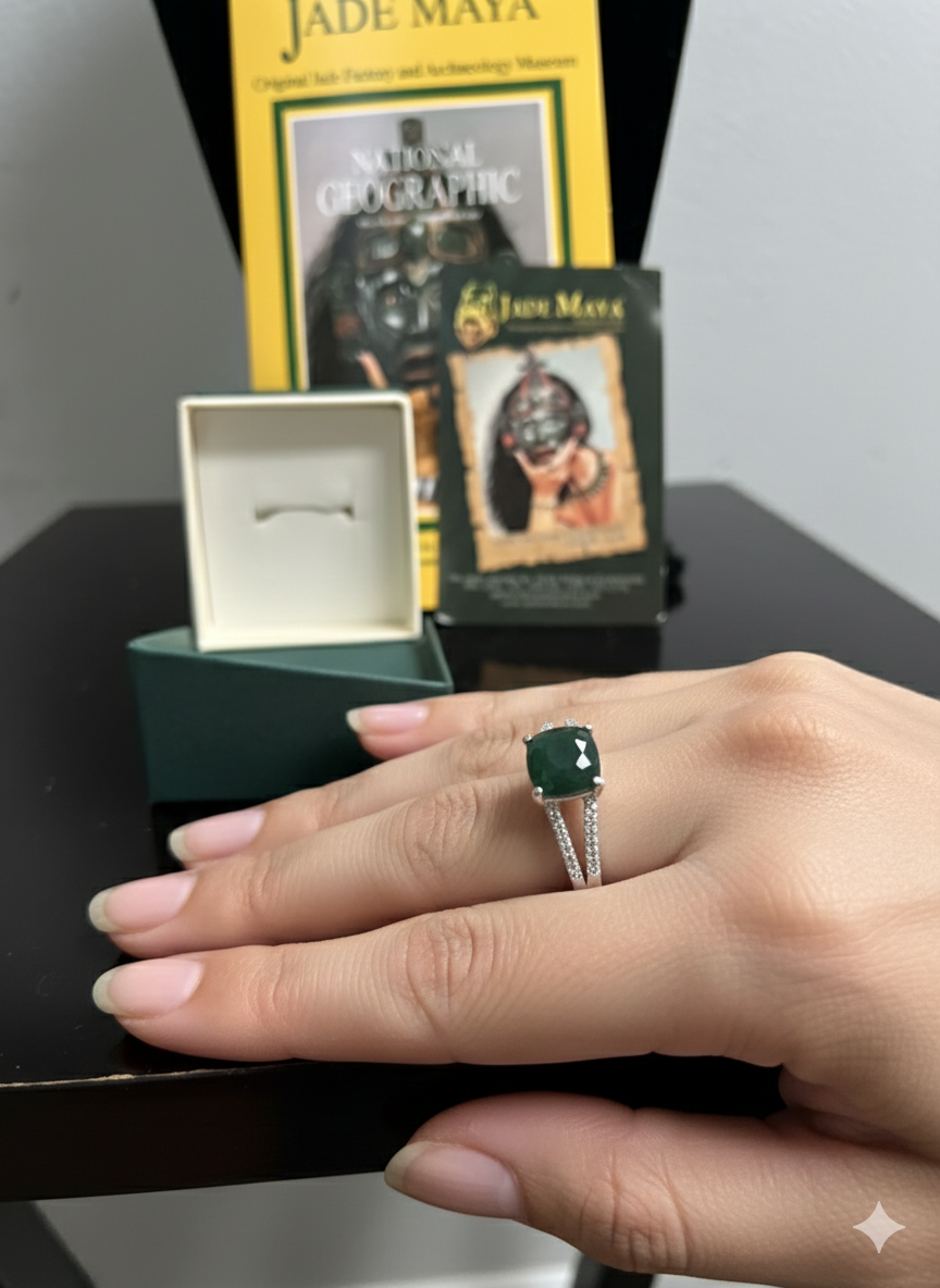 Guatemalan jadeite ring set in a sterling silver, from the company Jade Maya.