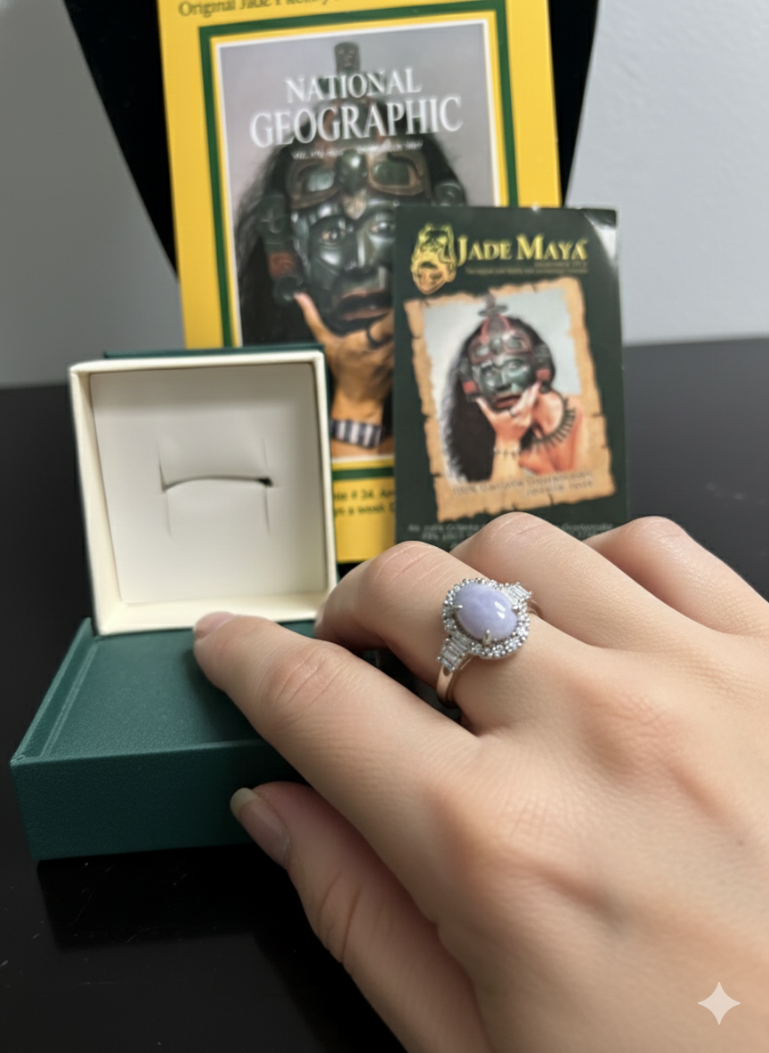 Guatemalan jadeite ring set in a sterling silver, from the company Jade Maya.