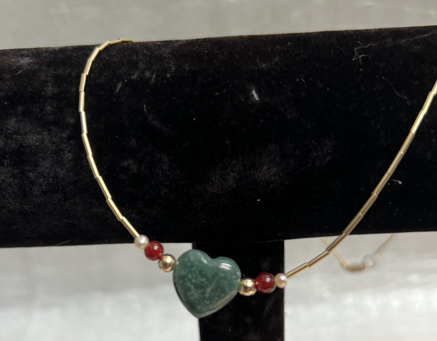 Genuine Guatemalan Jadeite Necklace with Garnet by Jade Maya