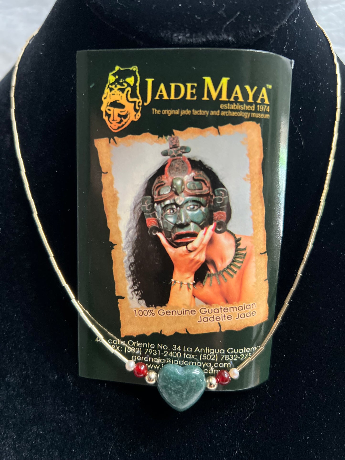 Genuine Guatemalan Jadeite Necklace with Garnet by Jade Maya