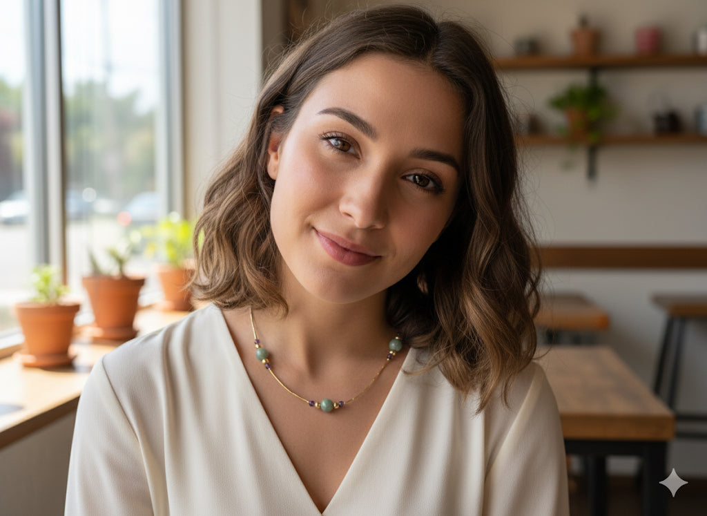 Genuine Guatemalan Jadeite Necklace with Amathyst by Jade Maya