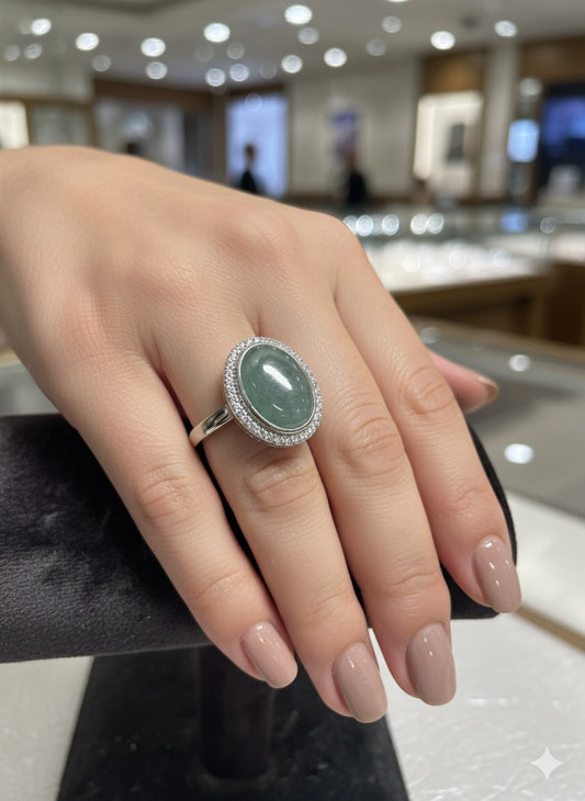 Genuine Guatemalan Jadeite  Ring with Sterling Silver  by Jade Maya