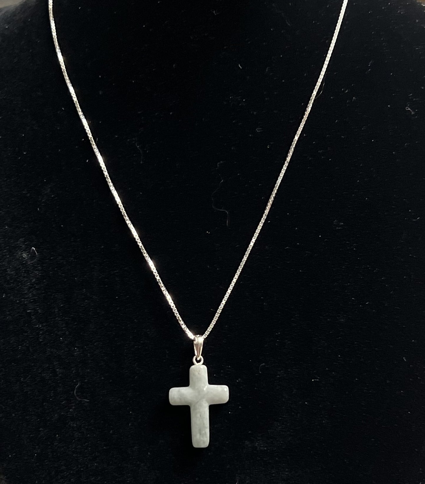 Certified Jade Cross w Sterling Silver Chain From Jade Maya