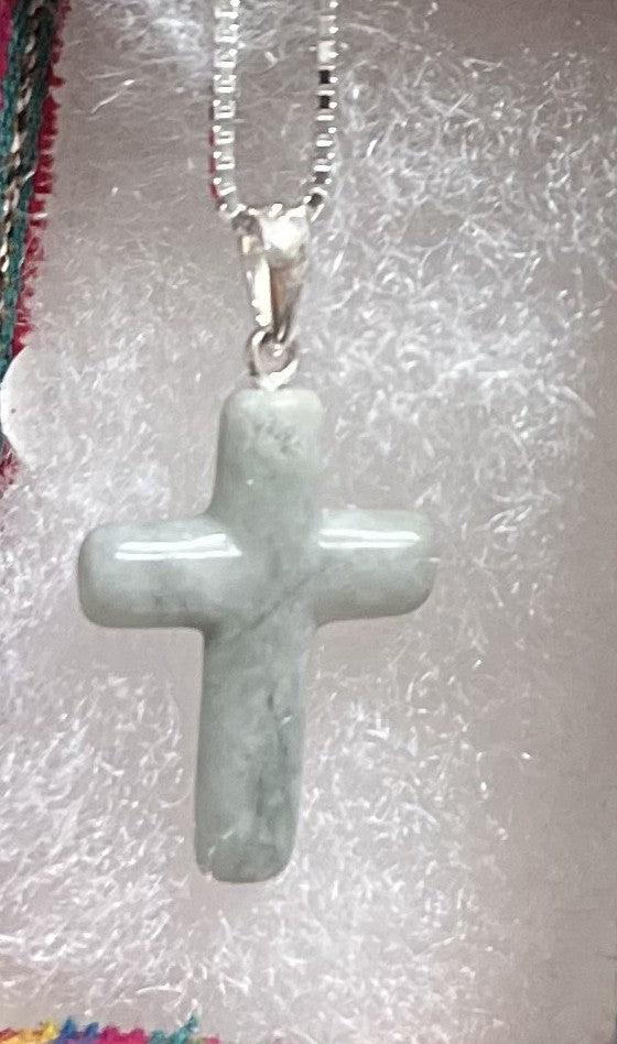 Certified Jade Cross w Sterling Silver Chain From Jade Maya