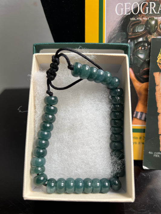 Guatemalan jadeite bead bracelet, "Olmec blue/green" by Jade Maya