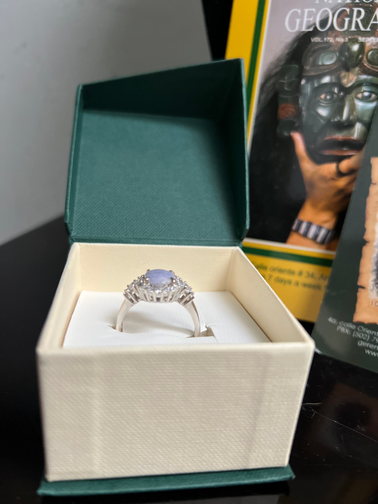 Guatemalan jadeite ring set in a sterling silver, from the company Jade Maya.