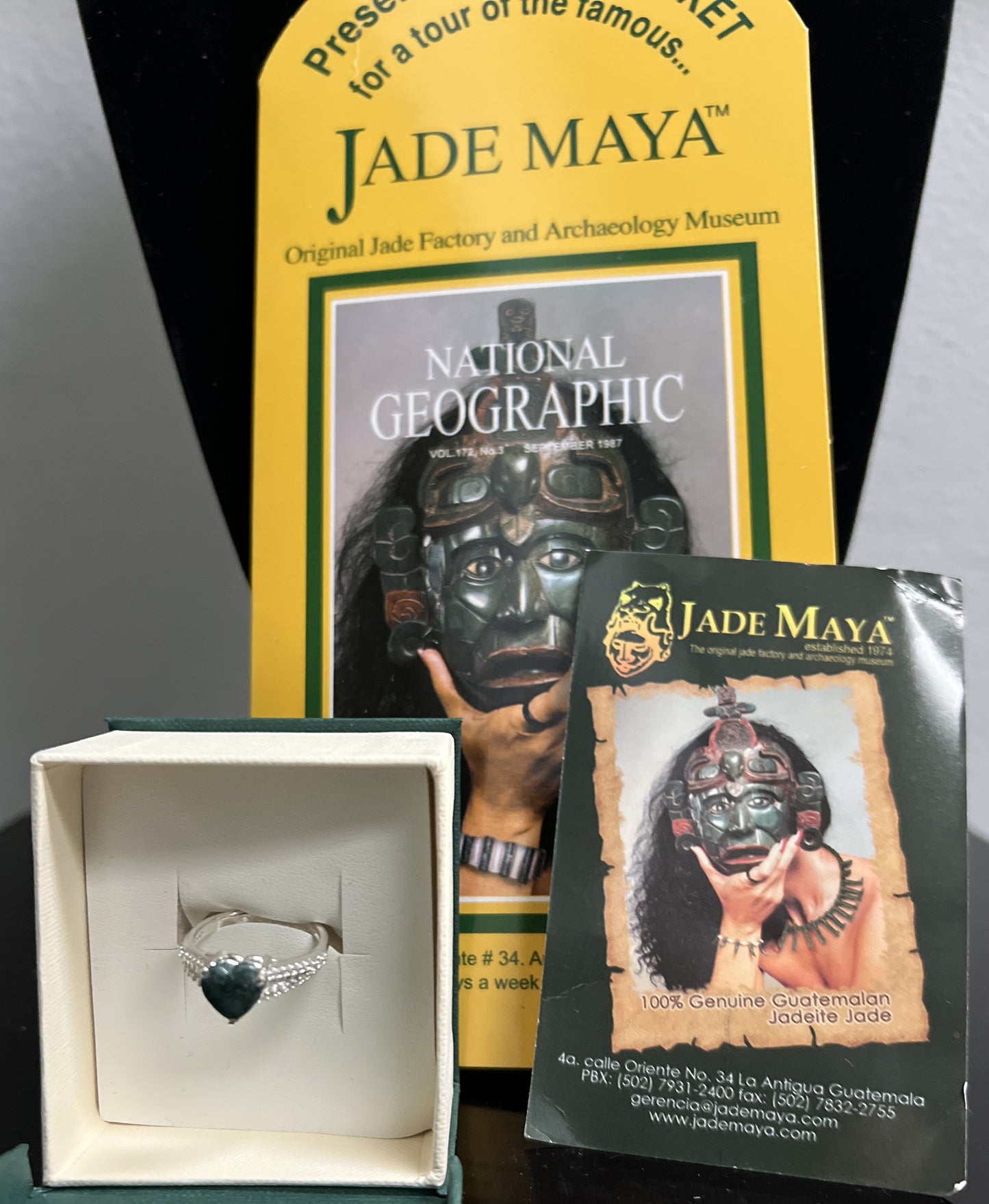 Guatemalan jadeite ring set in a sterling silver, from the company Jade Maya.