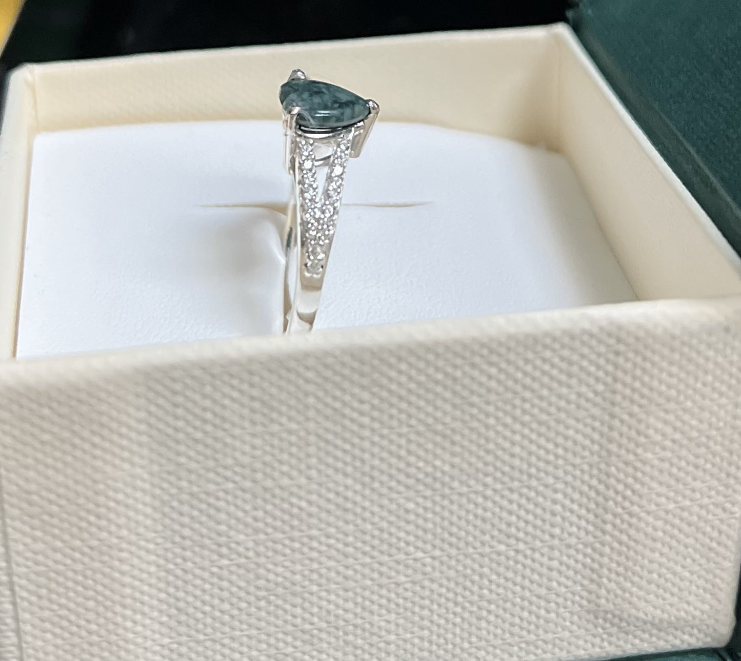 Guatemalan jadeite ring set in a sterling silver, from the company Jade Maya.