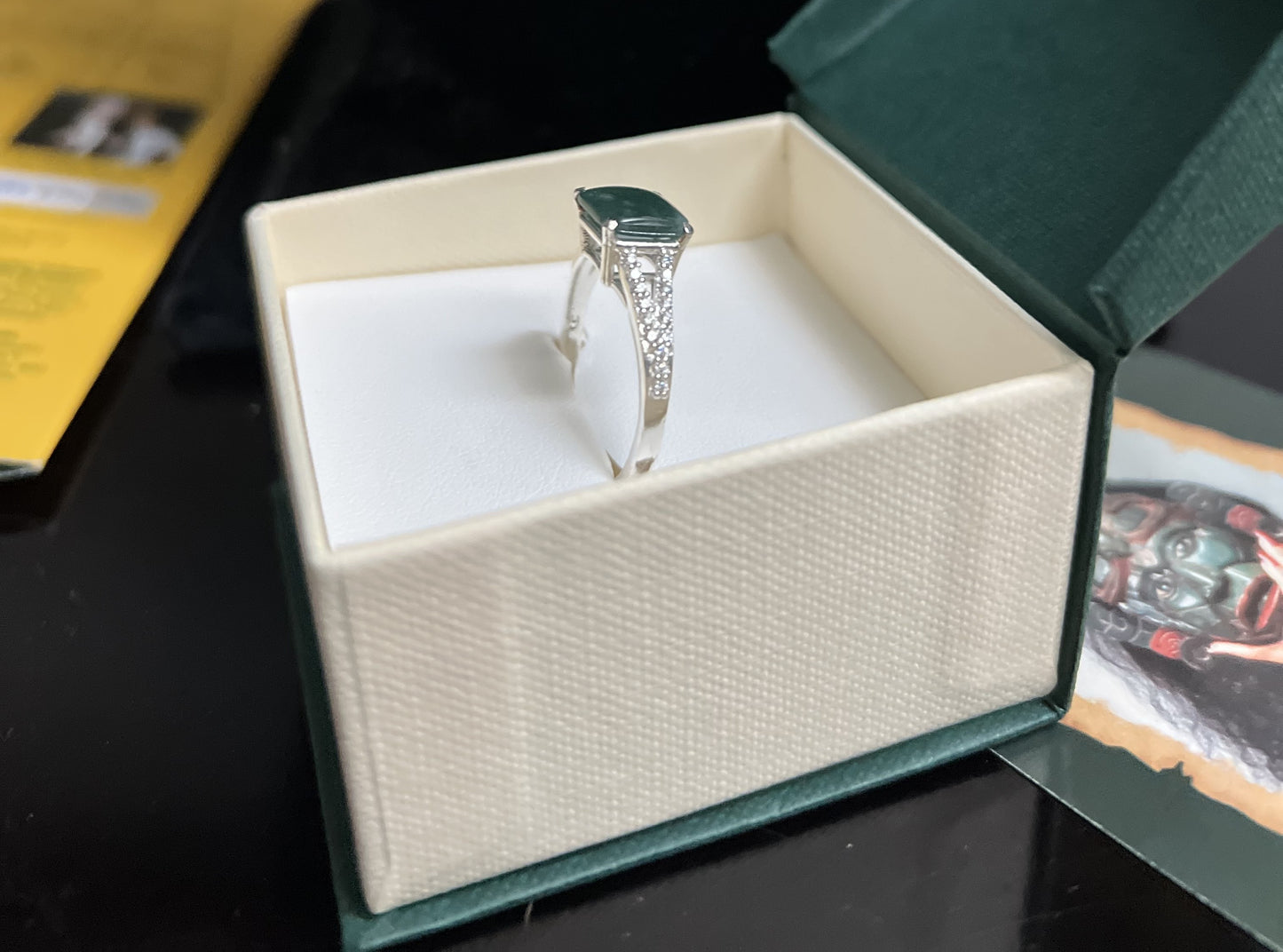Guatemalan jadeite ring set in a sterling silver, from the company Jade Maya.