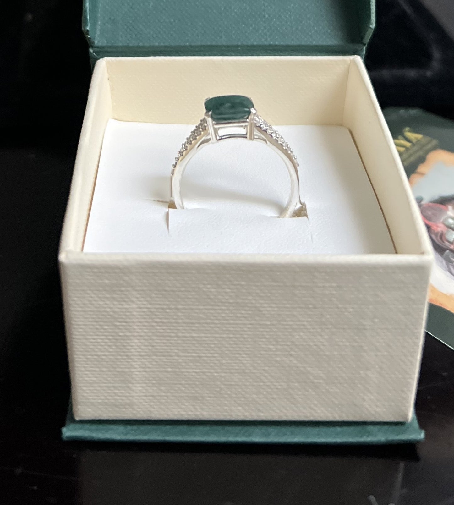 Guatemalan jadeite ring set in a sterling silver, from the company Jade Maya.