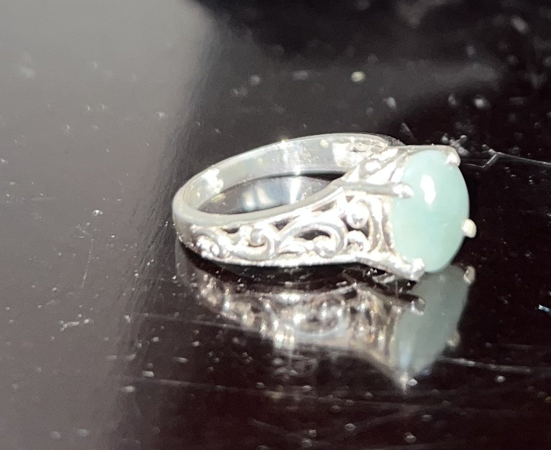 Guatemalan jadeite ring set in a  sterling silver, from the company Jade Maya.