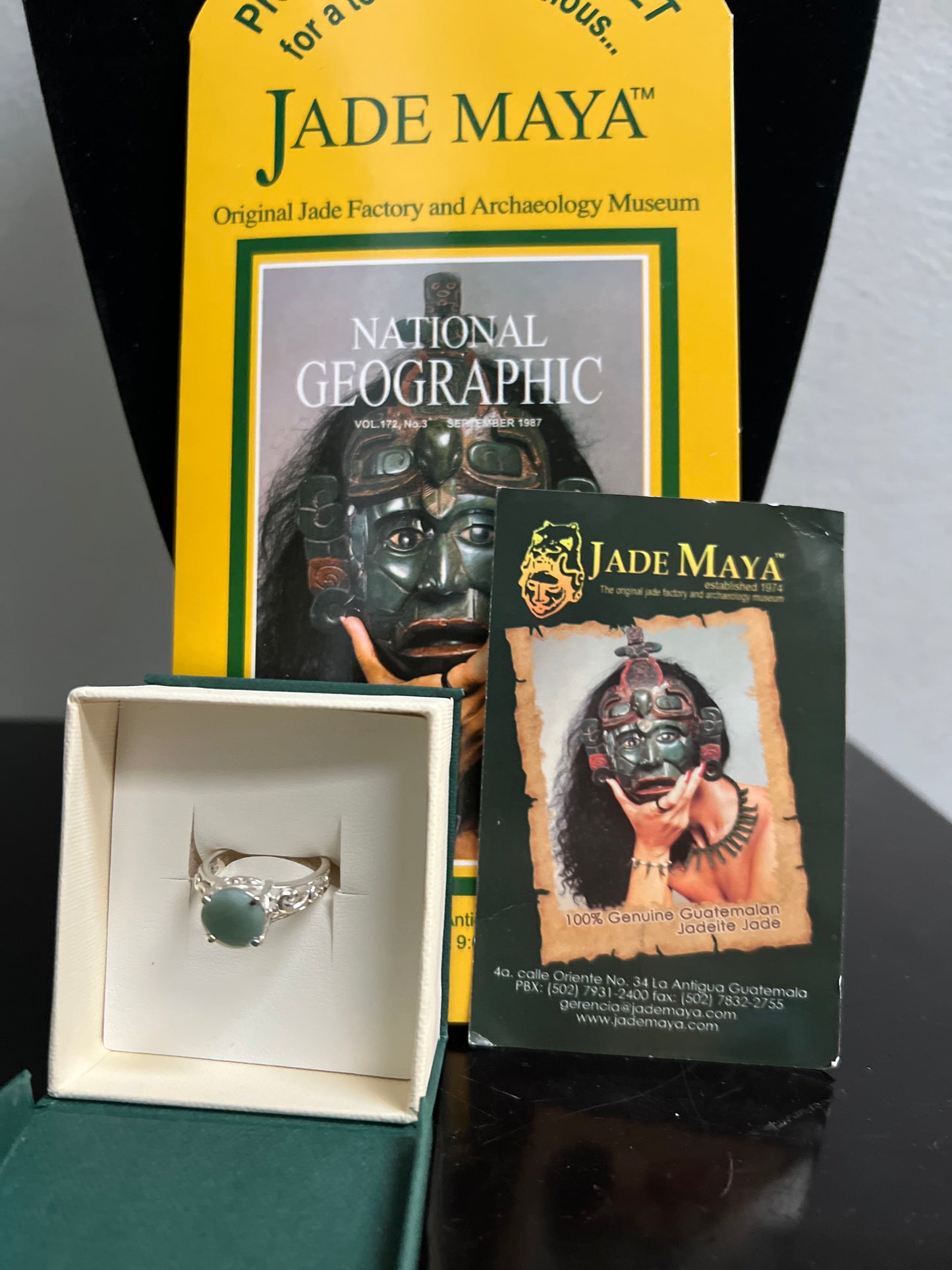 Guatemalan jadeite ring set in a  sterling silver, from the company Jade Maya.