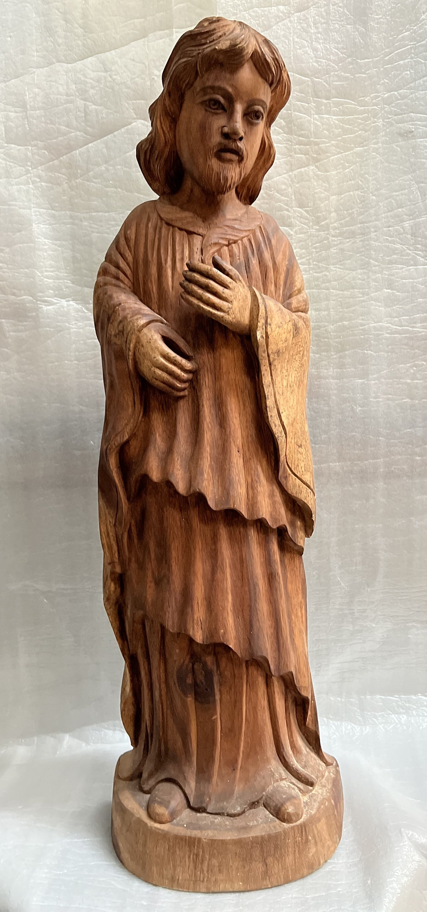 Vintage Hand-Carved Wooden Jesus Christ Statue – 30” Church Figure – Antigua
