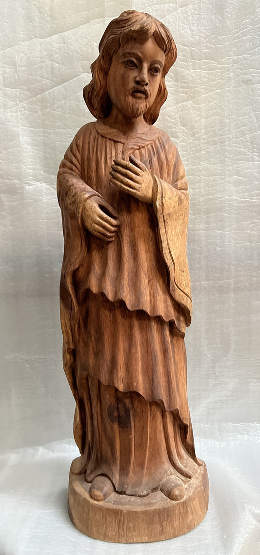 Vintage Hand-Carved Wooden Jesus Christ Statue – 30” Church Figure – Antigua