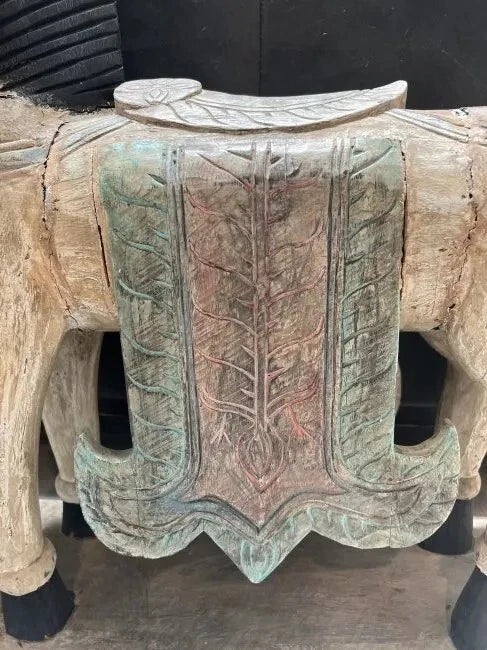 Antique NORWEGIAN hand Painted Carved Wood Horse Statue 35" T 33" W