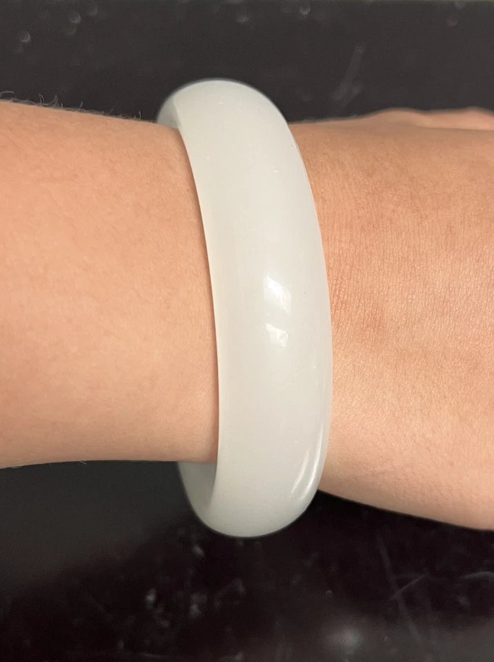 Antigua Guatemala Jadeite Jade Bangle Bracelet 100% Natural White Jade Bracelet