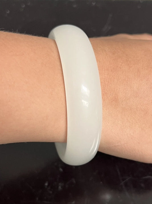 Antigua Guatemala Jadeite Jade Bangle Bracelet 100% Natural White Jade Bracelet